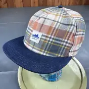 Patagonia Hat Snap Back Blue Orange Denim Bill Short Brim 5 Panel Range Cap NWT