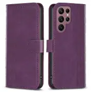 For Samsung Galaxy S22 Ultra 5G Imprinting Pattern Cover Stand Wallet Full Protection Phone Case