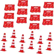 Toyvian 1 Set Mini Road Cones and Fences for Simulation Traffic Blocks for Educational Play Cognitive Learning Imaginative Games and Cooperative Play
