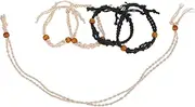 [FONDOTIN] 5pcs Adjustable Braided Stone Cage Pendant Cord Versatile Necklace and Bracelet Holder with Decorative Beads for Womens Jewelry and Crafting