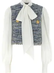 [Balmain] Balmain-Camicetta Con Pannelli In Tweed-Donna 36 FR
