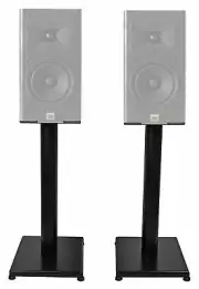 Black 21” Steel Bookshelf Speaker Stands For JBL Arena 130 Bookshelf Speakers