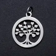 5x Stainless Steel Tree of Life LPendants with Unsoldered Jump Rings 18.5x16x1mm