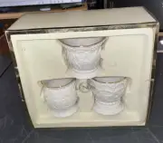LENOX CLASSIC Set of 3 -BEADED TEA LIGHT VOTIVE CANDLE HOLDERS GOLD TRIM NIB