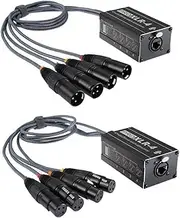XLR Male/Female 4 Channel Snake 3Pin XLR/to Ethercon RJ45 Cat5/Cat6 Ethernet Extender (1Pair) Black