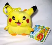 POKEMON PIKACHU 3" Stuffed Animal Plush Toy with Backpack Clip Keychain-New!