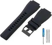 [KTGTCMPBMK] Fit For Bell Ross BR01 BR03 Series Breathable Skin Friendly Silicone Watchbands With Good Texture 24mm