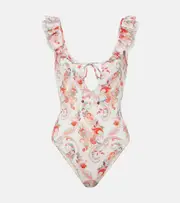 [Etro] Etro Ruffled paisley swimsuit AU 14 white