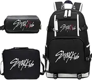 [OmobY] 3pcs/Set Stray Kids Casual Satchel Printed School Bag Backpack with Pencil Bag Lunch Bag
