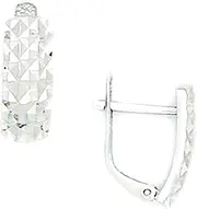 [JewelryWeb] 14k White Gold Large Sparkle Cut Hinged Earrings 15x11mm Stud Earring for Women