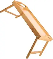Yardwe Natural Wood Foldable Bed Tray Table with Handles Multi Functional Laptop Desk for Breakfast Writing and Dorm Use Natural Finish