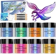 Chameleon Mica Powder, 8 Colours x 3.5g Epoxy Pigment Metal Powder for Soap Paint, Jewelry Making, Nail Polish, Painting, Epoxy, Candle Making, Bath Bombs, Slime