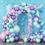 118Pcs Sea Themed Balloon Garland Arch Kit Mermaid Birthday Party Engagement Wedding Anniversary Party Scene Decoration