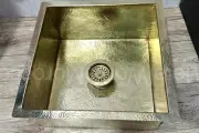 14”x14”x7” Solid Brass Hammered Undermount Kitchen Sink - Unlacquered Brass Sink