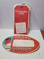 1960 Cunard Line Baggage Tag & Stateroom Label RRP 543