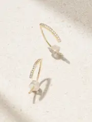 [Melissa Joy Manning] Melissa Joy Manning - Wishbone 14-karat Recycled Gold Diamond Earrings - One size One size Gold