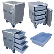 4 SMALL TUB - DRAWER HEAVY DUTY 3/8" PLY ATA WORK CASE w/WHEELS!