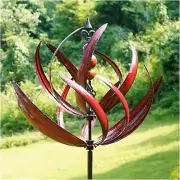 Lotus Wind Mill Spinner Kinetic Lawn Garden Decor Patio Stake Yard Art Ornament