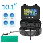 10.1" IPS Pipe Sewer Drain Inspection Camera Keyboard Audio 5X Enlarge Borescope