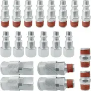 20Pcs 1/4" NPT Air Hose Fittings and Plug Kit, Quick Coupler Steel Silver