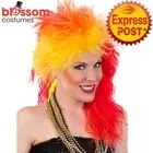 W803 Cyndi Lauper Crimp Wig Hair 1980s 80s Pop Star Rock Diva Yellow Red Rainbow