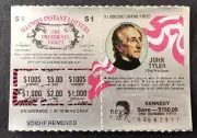 John Tyler President Instant Lottery Ticket, issued 1975