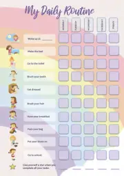 Daily routine girl behaviour task reward chart + stickers + marker pen