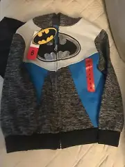 Character Boys' Plush Hoodie Batman w Removeable Cape ~ Full Front Zip DC Comics