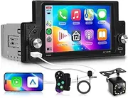 5.9" IPS Single Din Touchscreen Car Stereo-Wireless CarPlay&Android Auto Bluetooth 5.0 Car Stereo Receivers Rear View Camera-FM Radio/Mirror Link/USB/AUX Dynamic Menu Interface