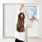 White Blackout Curtains for Bedroom, Portable DIY Window Blinds, No Drill Win...