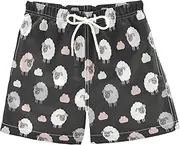 [RPLIFE] Swimming Shorts for Boys, Anti Chafe Swim Trunks Boys 2 T, Cute Cartoon Sheep Black