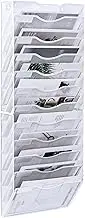 TQVAI 12 Tier Hanging Wall File Organiser Magazine File Holder Wall Mounted A4 Document Holder, White
