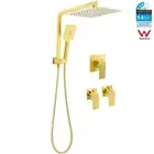 Brushed Gold Square 8/10/12'' Rain Shower Head Hand held Wall Arm Set Mixer Taps