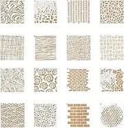 16PCS Geometric Stencils for Painting，6"x6" Large Stencils for Crafts Reusable & for Paint & Painting on Wood Spray Paint Stencil, Art Stencil, Mixed Texture Painting Stencils