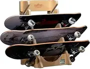Eco Sk8 Stands - Skateboard Rack Floor Stand - Minimalistic Four-Layer Wooden Shelf Skateboard Holder Display Organizer No Drilling No Screws Easy to Assemble For Homes Garages Skate Shops
