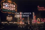 1955 NIGHT LAS VEGAS STRIP PHOTO VINTAGE NEON BRIGHT LIGHTS GAMBLING GOLD NUGGET