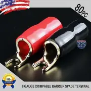 GOLD PLATED SPADE FORK 8AWG GAUGE TERMINAL BLACK RED 80 PCS INSULATED CONNECTOR