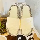 APL Women's Big Logo TechLoom Slide Sandals, Vegan, Silver Marble, Size 7 NWT