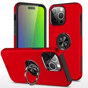 iPhone 15 Plus Comprehensive Protection Case Cover with Magnetic Ring Holder - Anti-Shock, Anti-Falling - Red