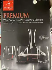Luigi Bormioli Rocco Lead Free Crystal Wine Decanter Set w/4 glasse 68 oz.