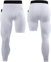 [BaronHong] Monopod Compression Pants Side Pockets Mens Capri Tight Base Layer Running Athletic Leggings Tight 3/4 Length