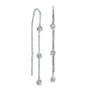 0.25 CT. T.W. Diamond Three Stone Threader Earrings in 10K White Gold