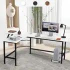 Computer Desk L-Shape Corner Table Student Study Workstation Home Office Black