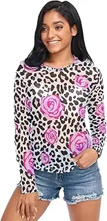 [RPLIFE] Pink Roses Black White Leopard Print Womens Mesh Tops, Mesh Tops for Women Sexy S-XXL