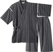 [Gunze] Men's Pajamas, Men’s Jinbei (Front Opening), Sleeping Lever, Yarn Dyed Shijira