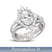 Radiating With Love Personalised Engraved Ring Set