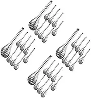 Gatuida 32 Pcs Ergonomic Handle Stainless Steel Slotted Spoon Efficient Condiment Filtration Versatile for Home Catering