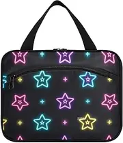 [sanluoli] Neon Colored Stars hanging mens travel bag toiletry with hook, designer necessities bags for toiletries for women must work bolso de mano para hombre, Neon colored stars