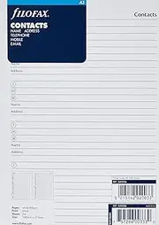 FILOFAX A5 NAME ADDRESS NUMBERS REFILL