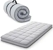 Jamdok 10cm Cot Mattress Topper,Narrow Twin Gel Infused Memory Foam,Removable Pillowtop Cover,Roll Up Floors Mat,Portable Folding Sleep Pad(190X75X10cm)